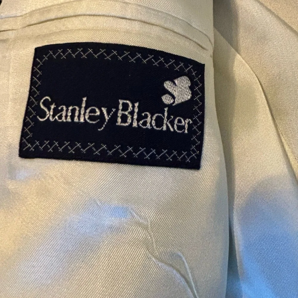 Stanley Blacker Tweed‎ Sport Coat Mens Size 44R Tan Black Houndstooth